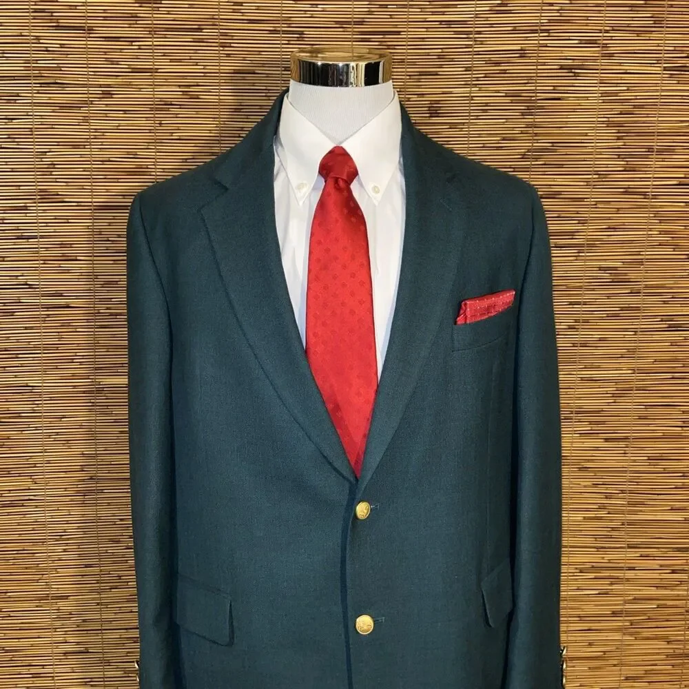 Luxury Stafford Blazer Green Sport Coat Men’s 48 Gold Buttons Suit Jacket USA